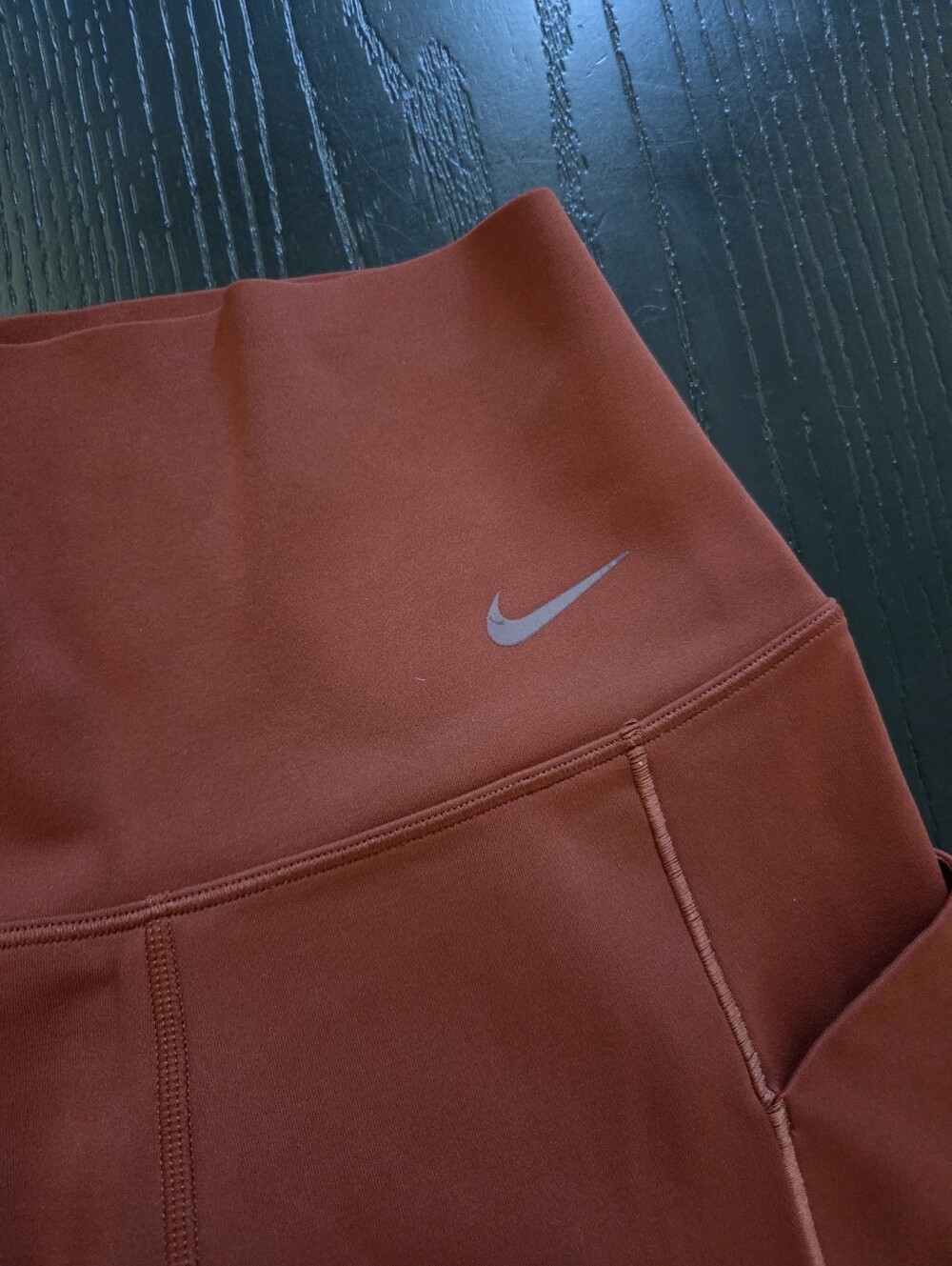 Nike Burnt Orange High-Waist Leggings with Reflective Swoosh
